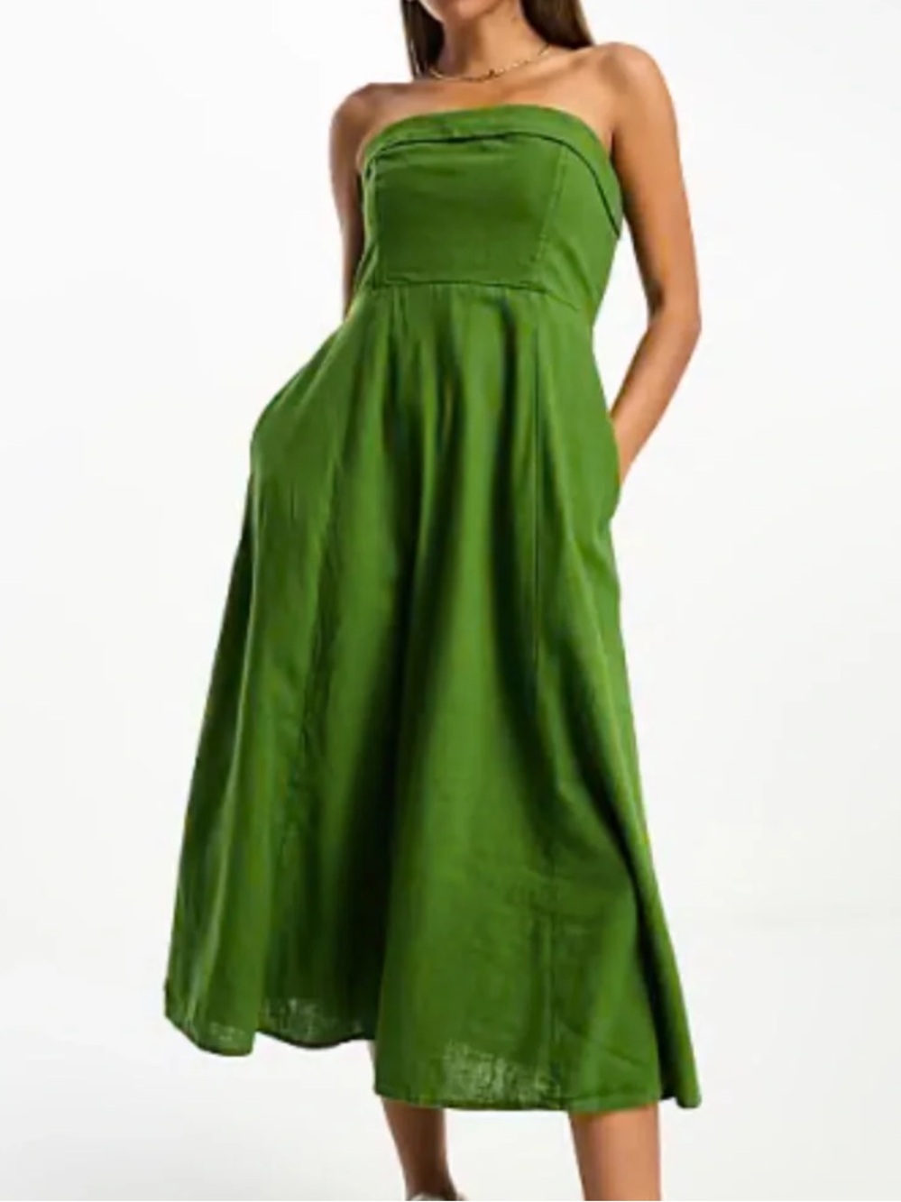 Abercrombie & Fitch NWT Strapless Linen Blend Midi Dress